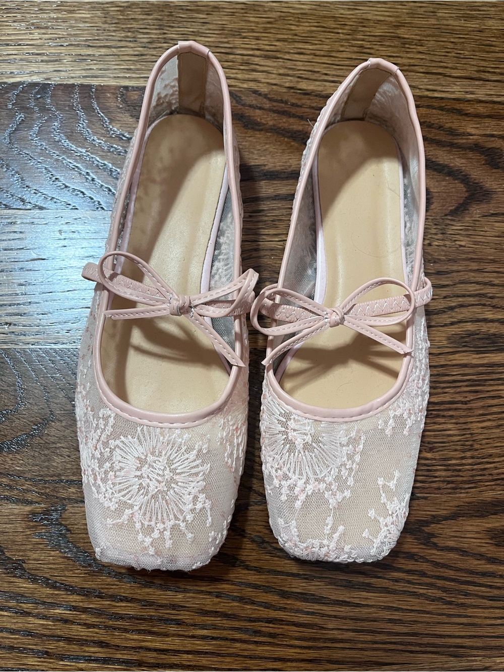 Lace Ballet Flats in Blush Pink